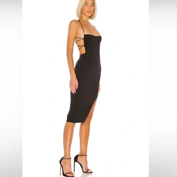 NBD Becky Black Backless Strappy Dress size large - Picture 4 of 9